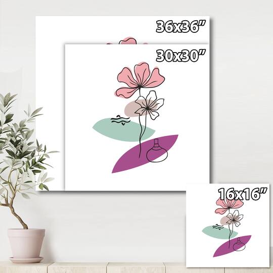 Designart - Elementary Shapes With Abstract Flowers Plants IV